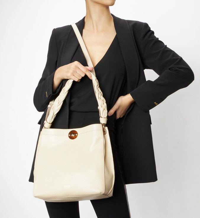 Bolsa Tiracolo Bege Couro Patricia Grande