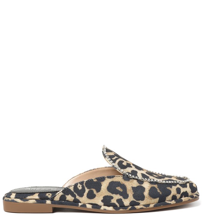 Mule Animal Print Tecido Fechada Pedrarias