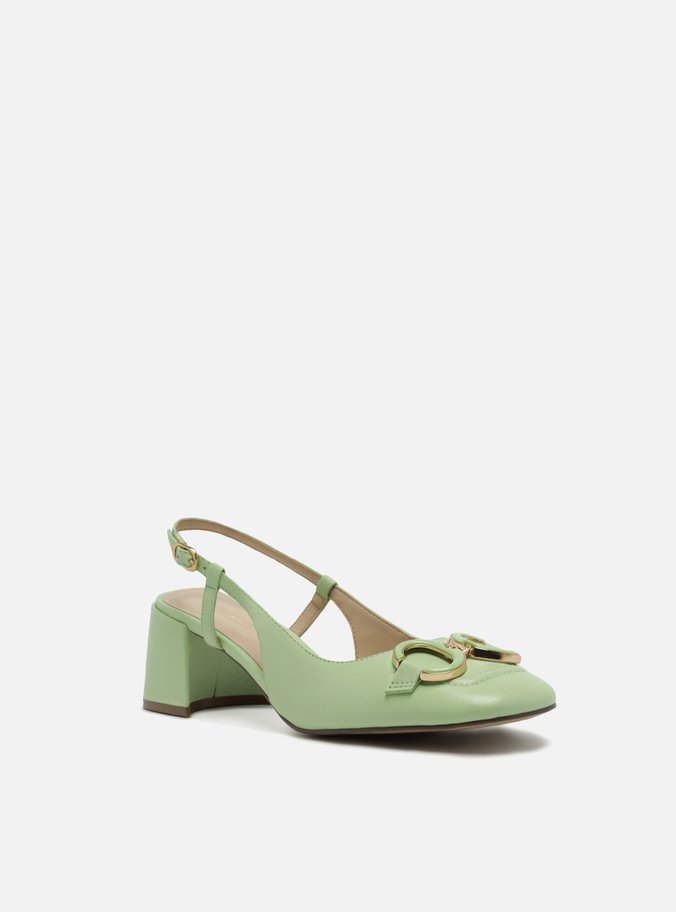 Scarpin Verde Bico Quadrado Bridão
