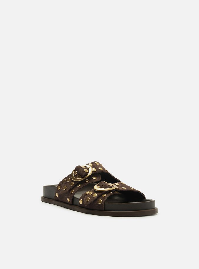 Papete Marrom Suede Rebites Fivelas