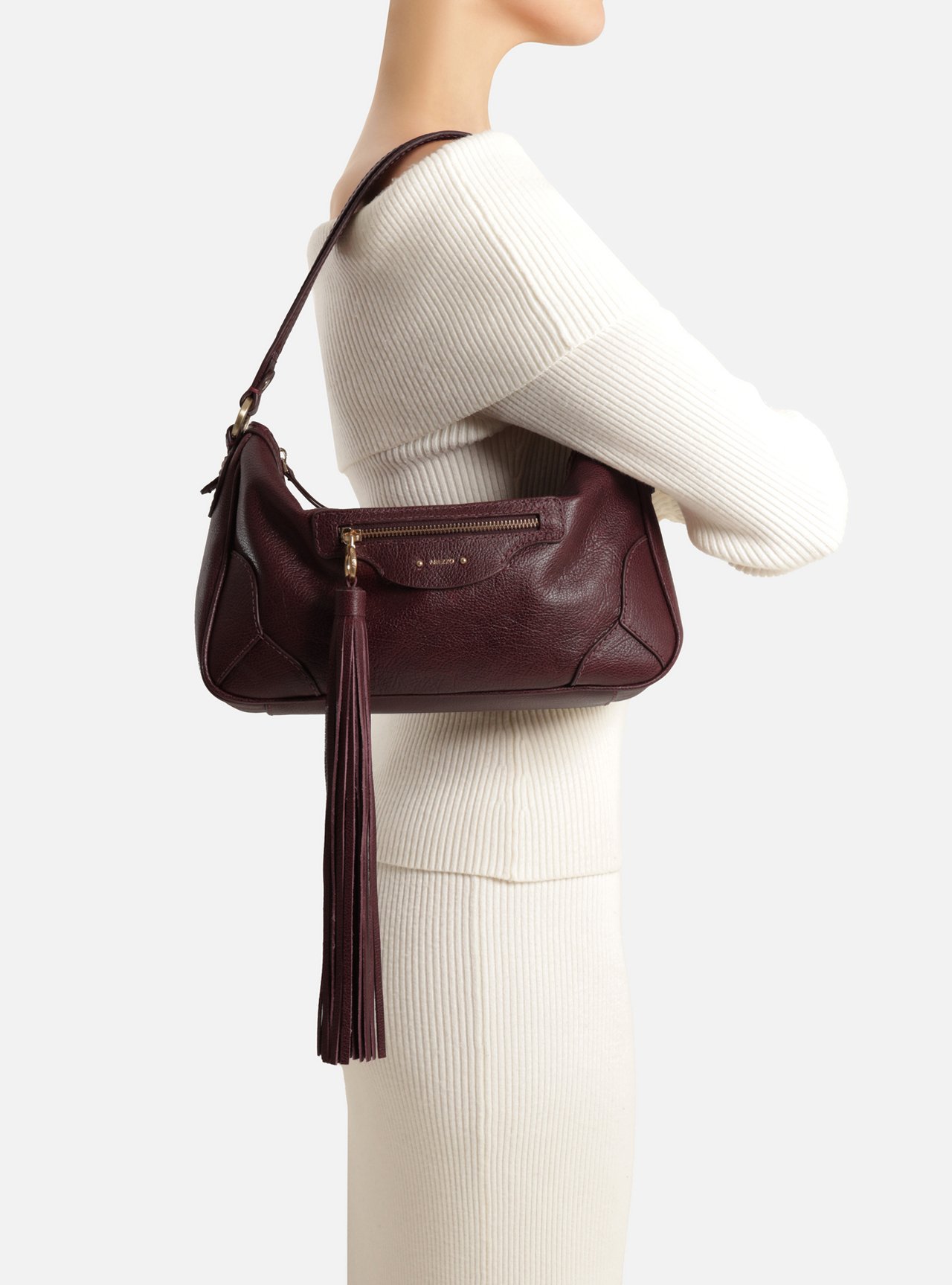 Bolsa Shoulder Bordô Couro Grande Barbicacho — foto 6