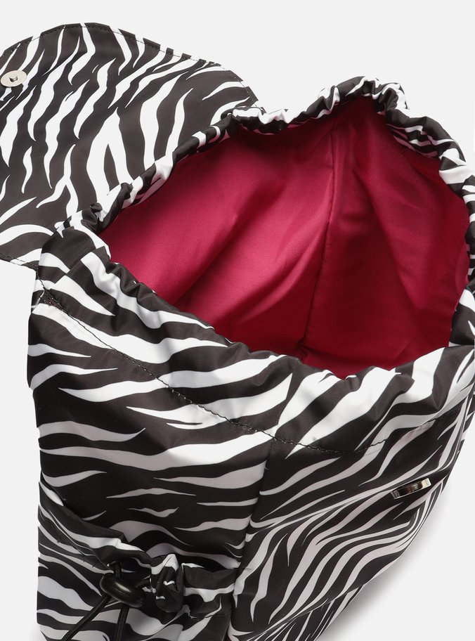 Mochila Preta Nylon Animal Print Média Brizza