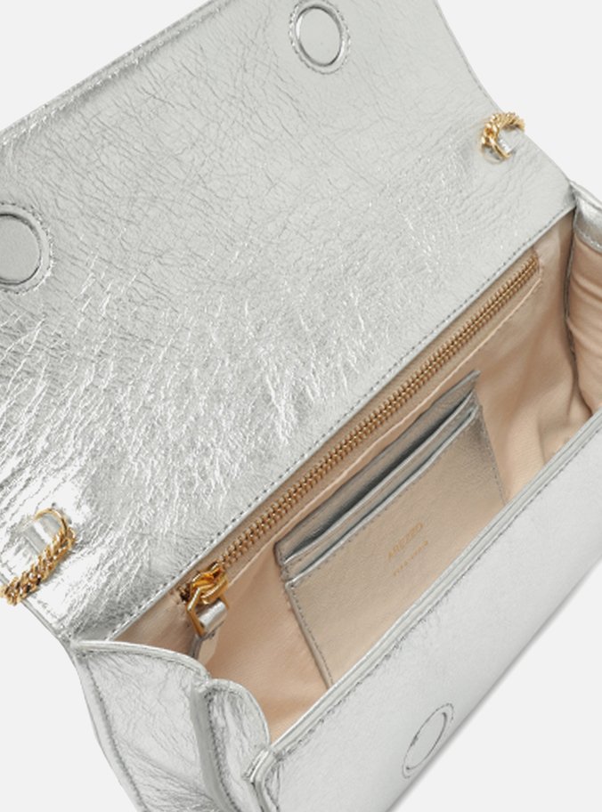 Bolsa Tiracolo Prata Couro Pequena Alongada