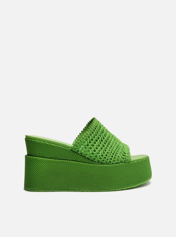 Sandália Verde Bordada Plataforma Luci