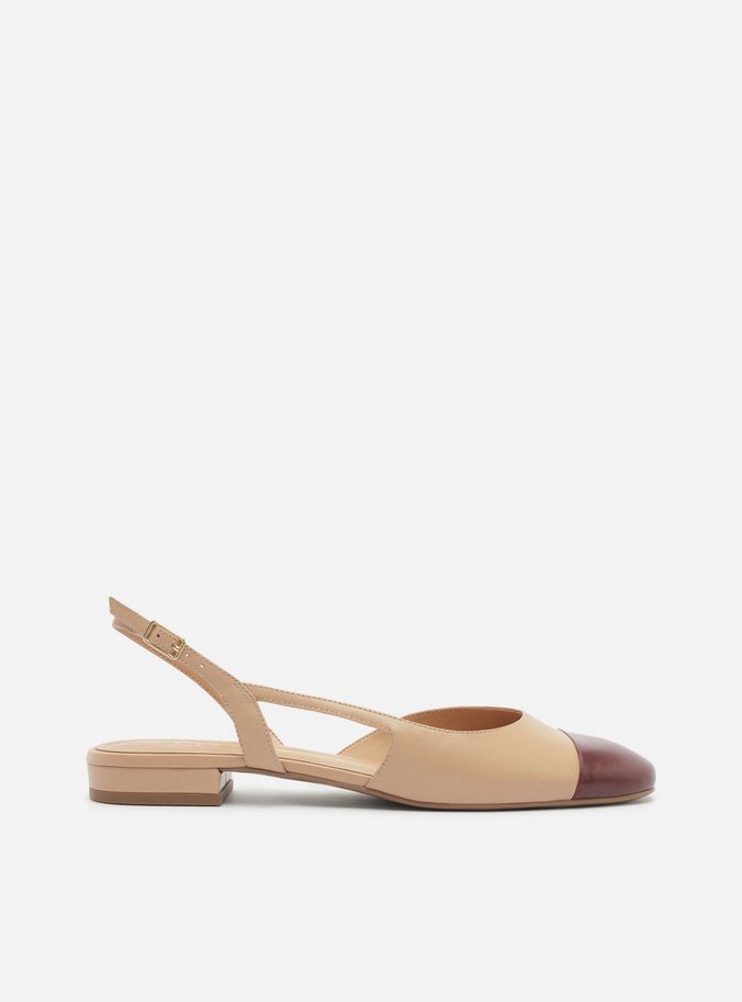 Sapatilha Rosa Claro Couro Slingback Cap Toe Bordô