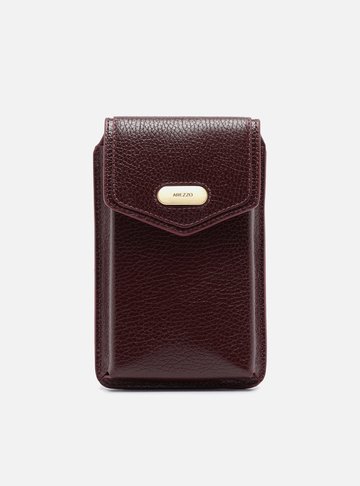 Mini Bag Vinho Couro Porta-Celular Tag Metal