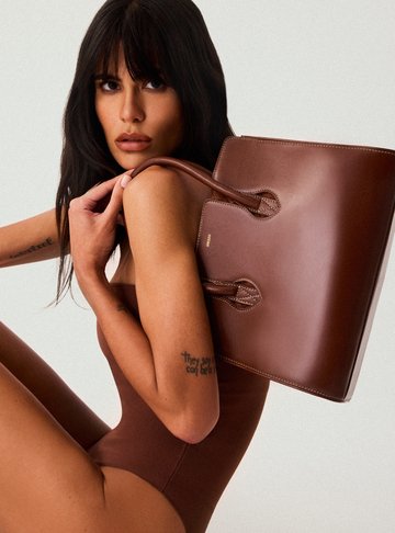 Bolsa Tote Caramelo Couro Heritage Média