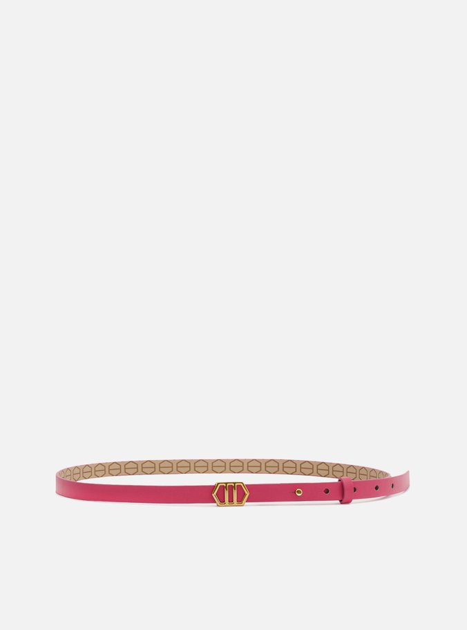 Cinto Rosa Couro Fivela Fino
