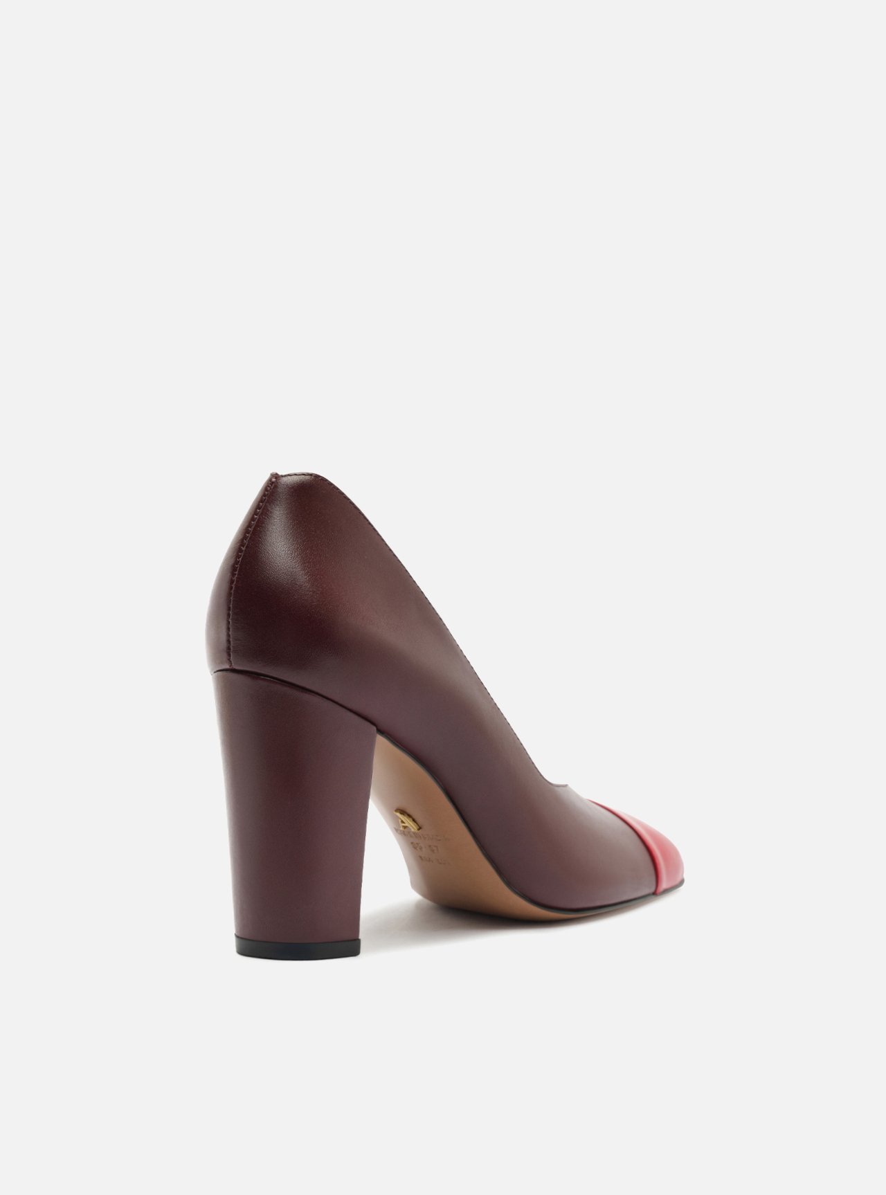 Scarpin Vermelho Multimaterial Salto Bloco — foto 3