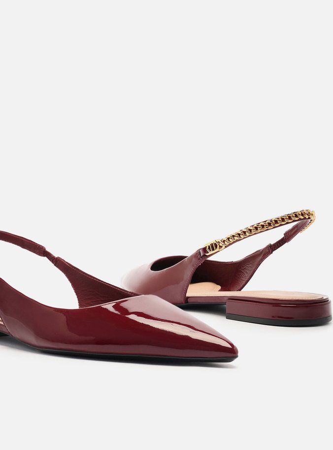 Sapatilha Vermelha Verniz Slingback Corrente