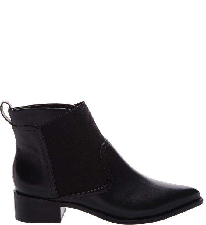 Ankle Boot  Couro Bico Fino Preta