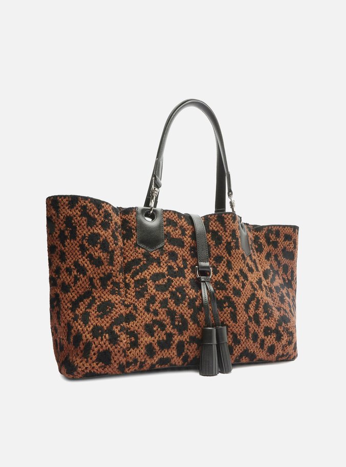 Bolsa Shopping Marrom Crochê Grande Onça
