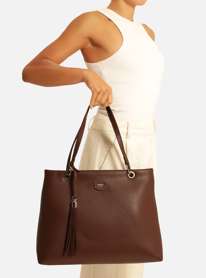 Bolsa Shopping Marrom Grande Tag Barbicacho