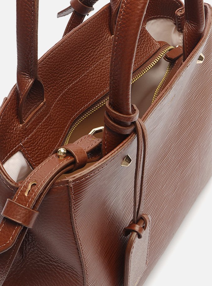 Bolsa Tote Marrom Couro Wave Bella Média