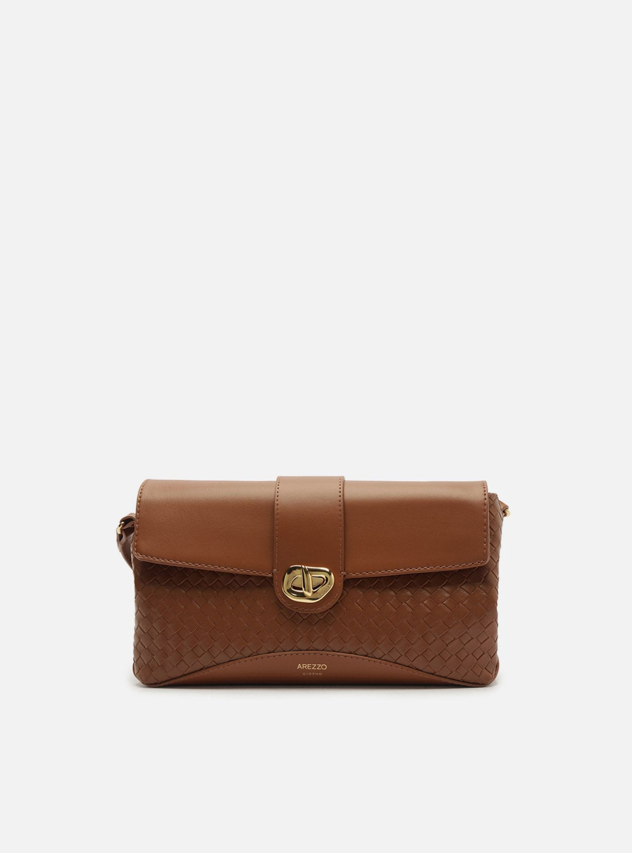 Bolsa Tiracolo Marrom Média Tressê Metal Orgânico