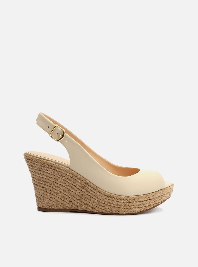 Sandália Off-White Couro Plataforma Slingback