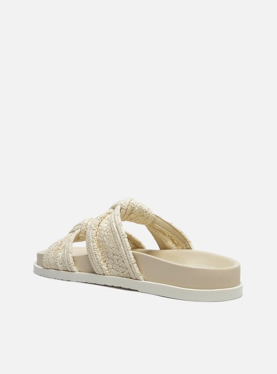 Rasteira Off-White Tecido Tiras Nós