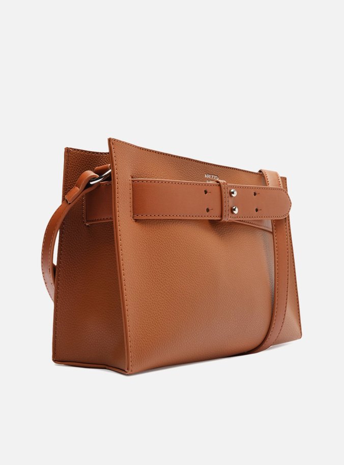 Bolsa Tiracolo Marrom Pequena Tira Rebites