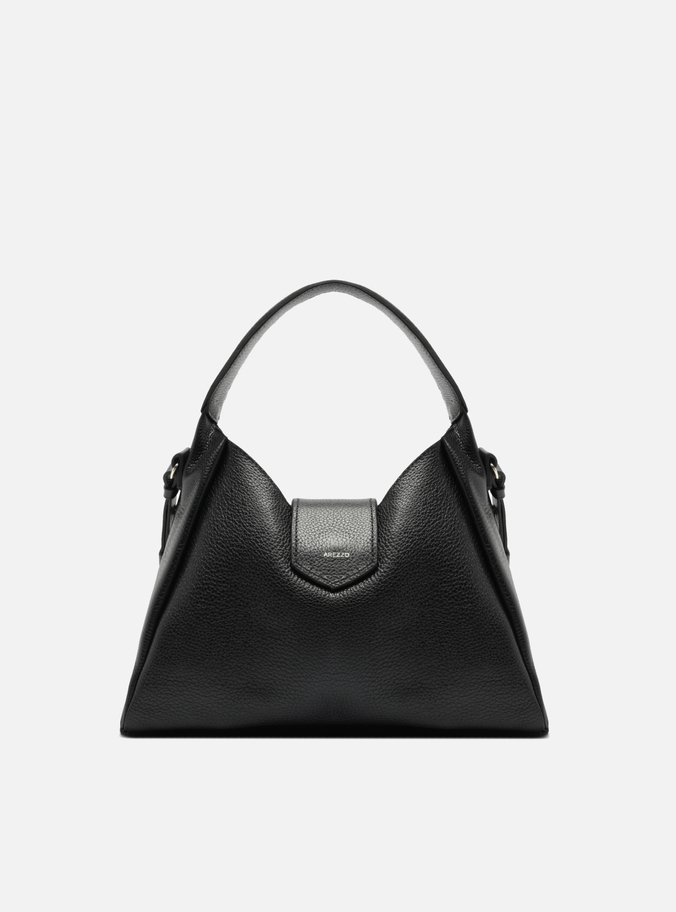 Bolsa Hobo Preta Couro Média Lapela