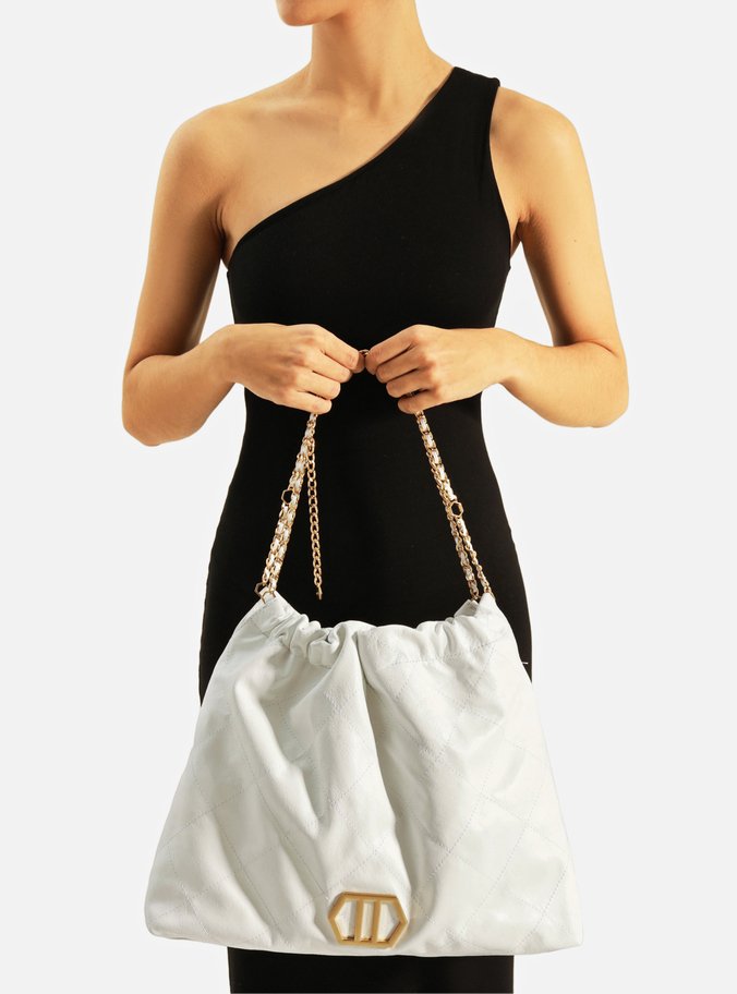 Bolsa Hobo Branca Couro Esther Grande