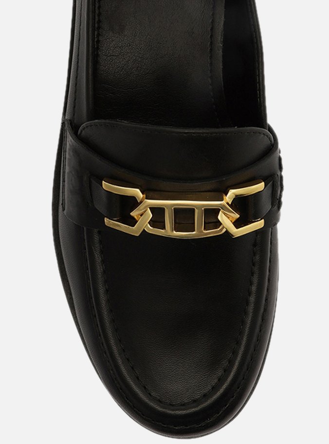 Mocassim Preto Couro Metal Livia