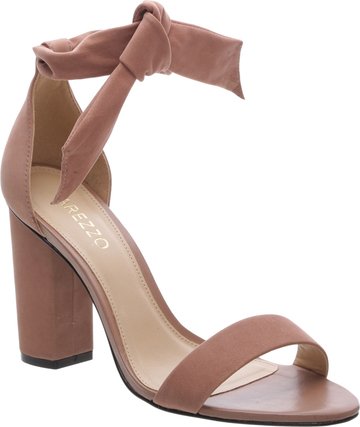 Sandália Lace-up Nobuck Salto Bloco Alto Rose
