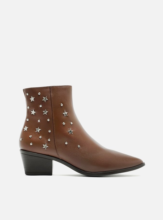 Bota Marrom Salto Bloco Médio