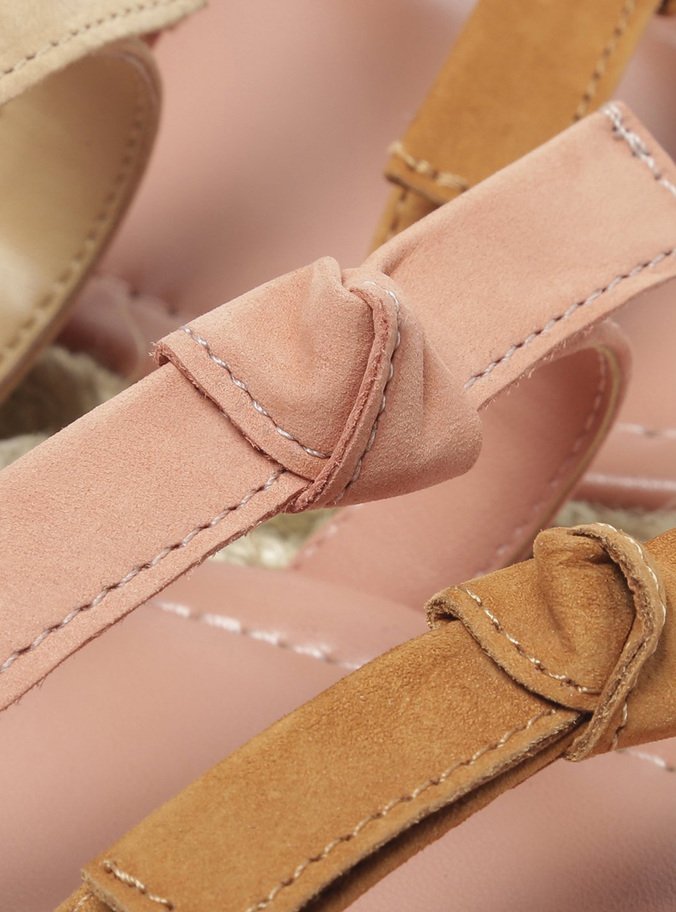 Sandália Marrom Nobuck Flatform Corda Nós