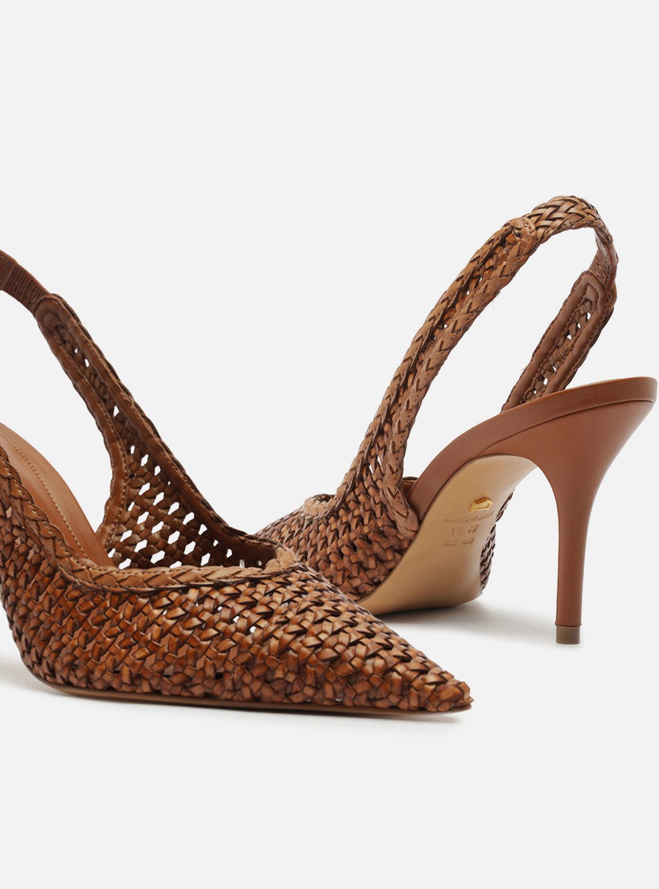 Scarpin Marrom Tressê Salto Médio Slingback — foto 4