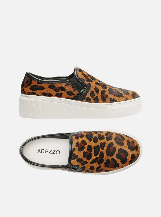 Tênis Slip On Animal Print Sola Alta Básico