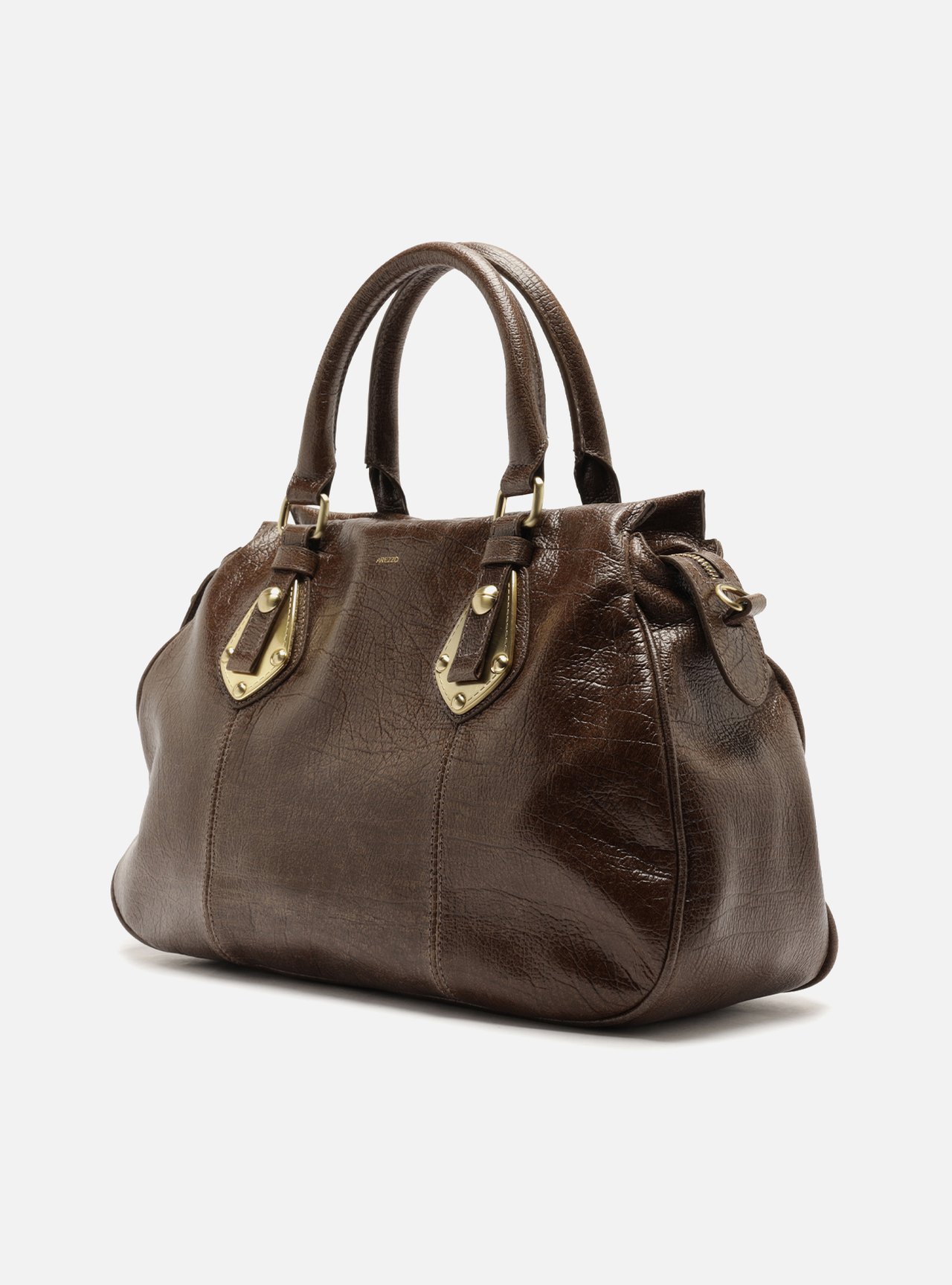Bolsa Tote Marrom Couro Grande Metais — foto 2
