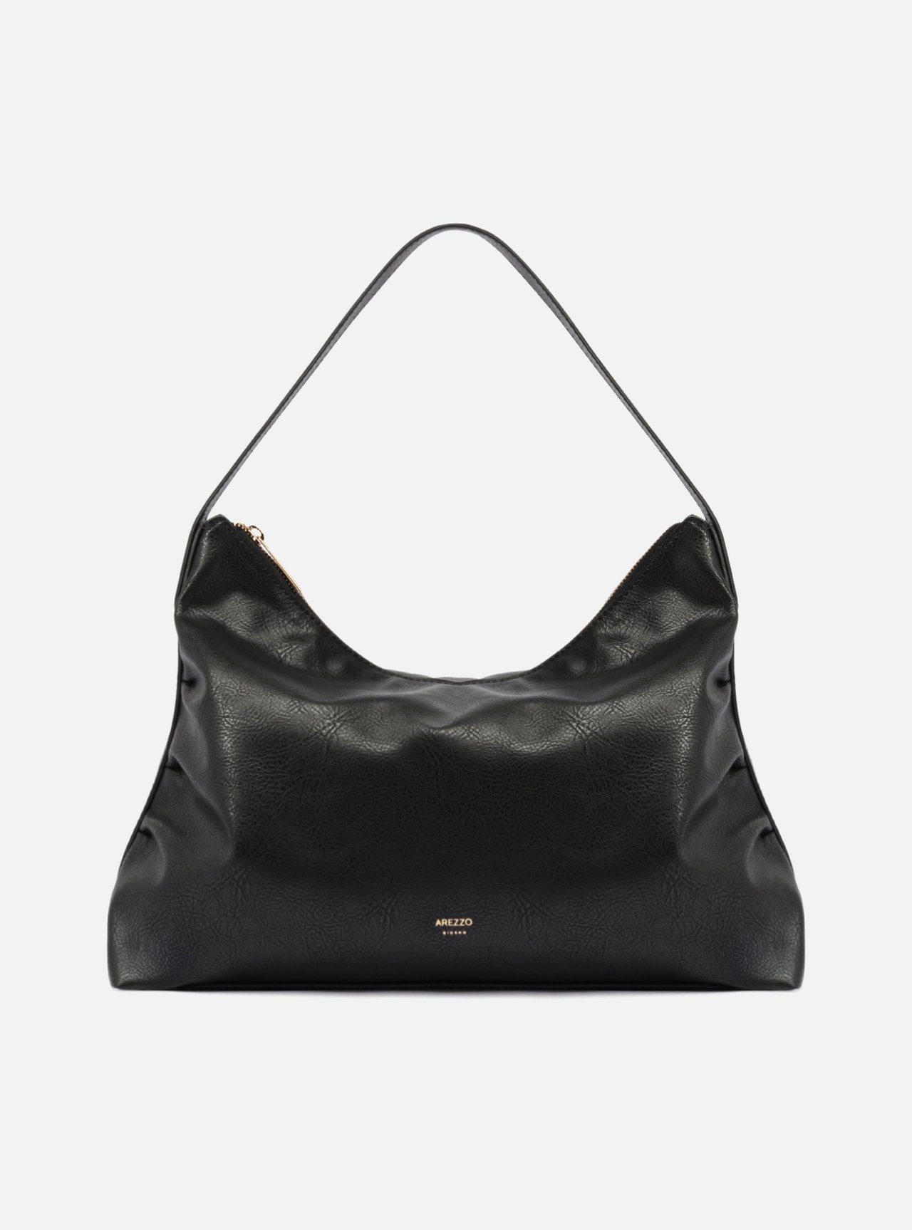Bolsa Hobo Preta Grande Franzida — foto 1
