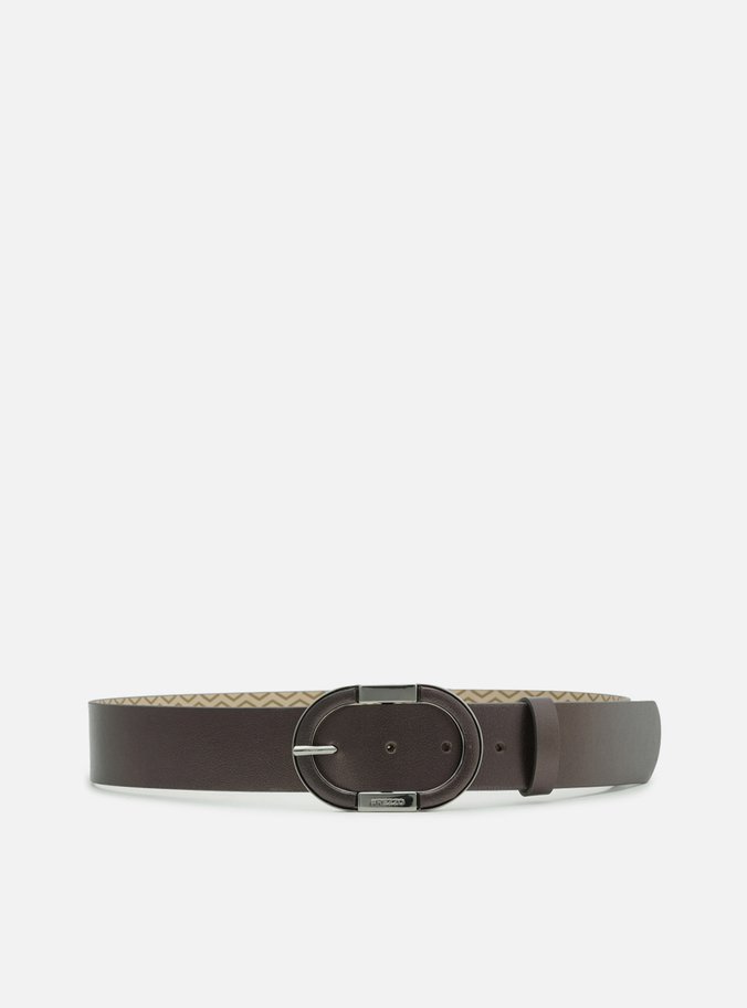 Cinto Prata Couro Largo Fivela Oval Metal