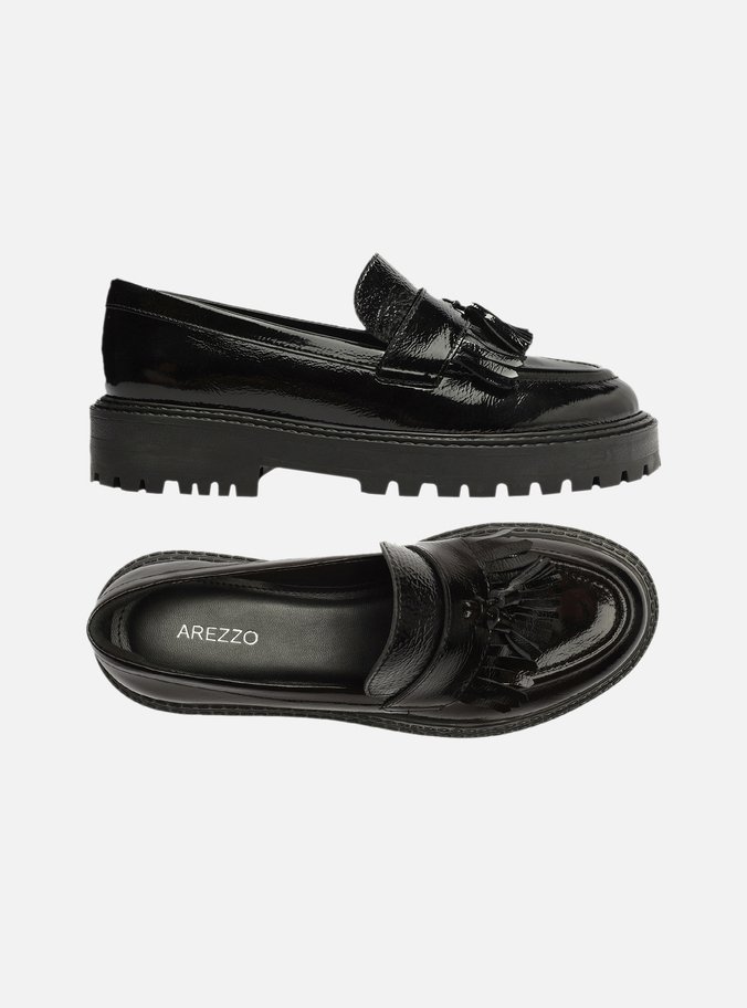 Mocassim Preto Couro Tratorado Barbicacho Harper