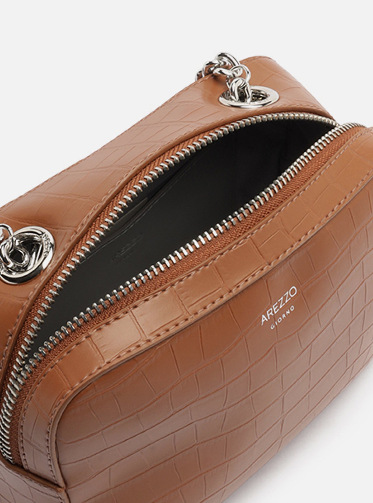 Bolsa Tiracolo Marrom Croco Valentina Pequena — foto 4