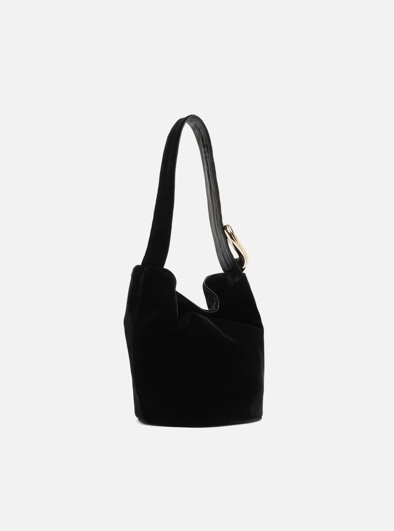 Bolsa Bucket Preta Pequena Alça Larga Metais — foto 6
