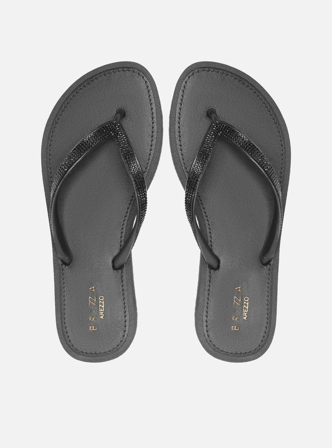 Chinelo de Dedo Preto Strass Brizza