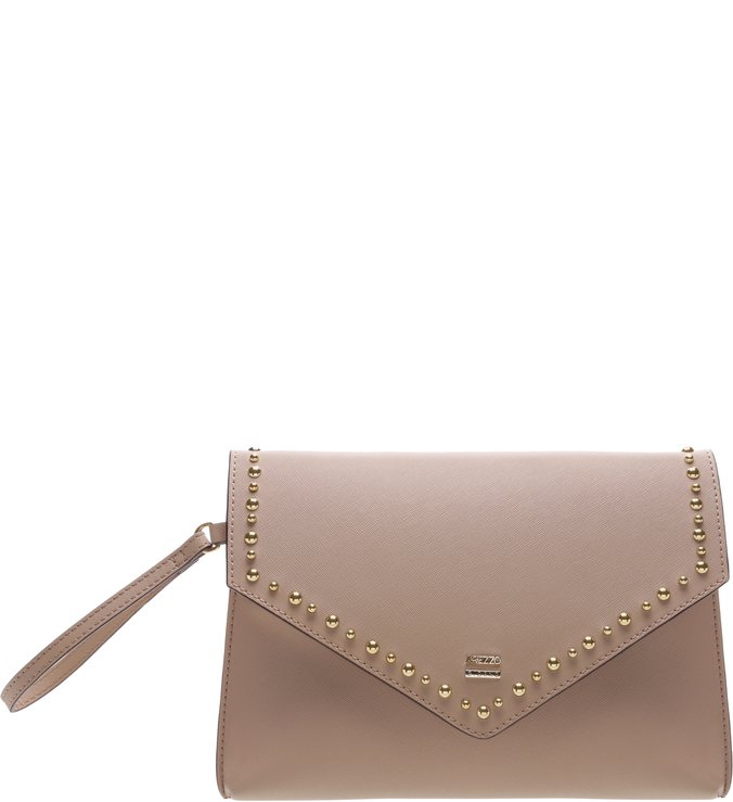 Clutch Detalhe Tachas e Metais Nude Crema
