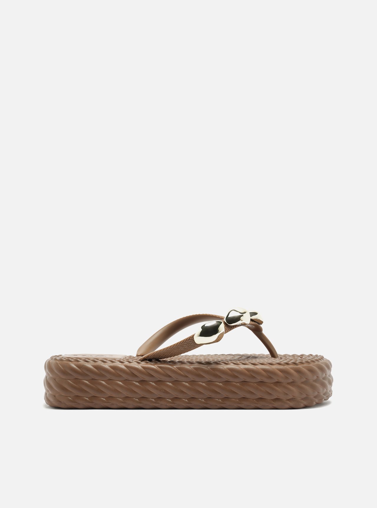 Sandália Marrom Flatform Marrocos Flip Flop Metal — foto 1