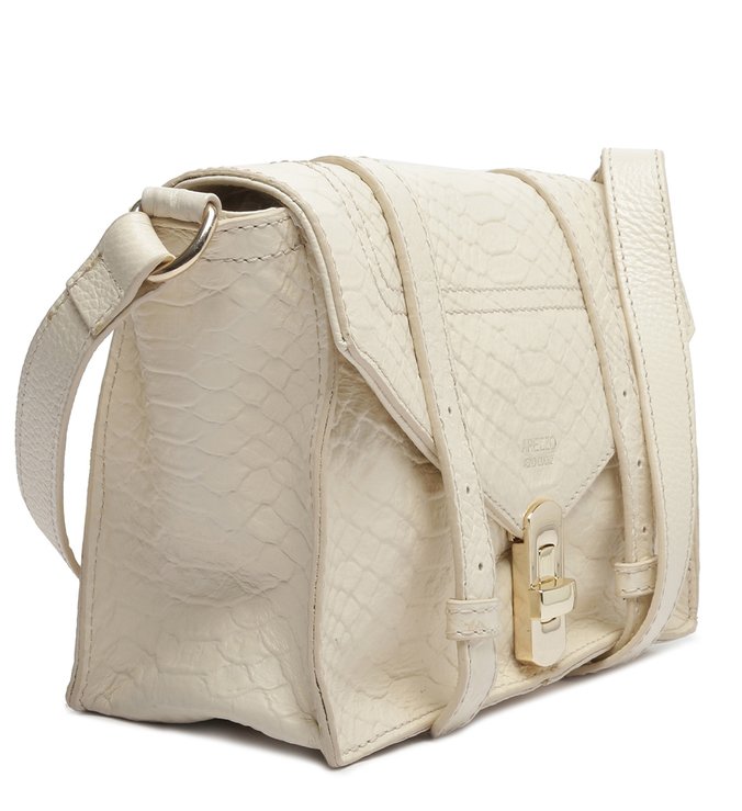 Tiracolo Off-white Couro Python Hellena Média