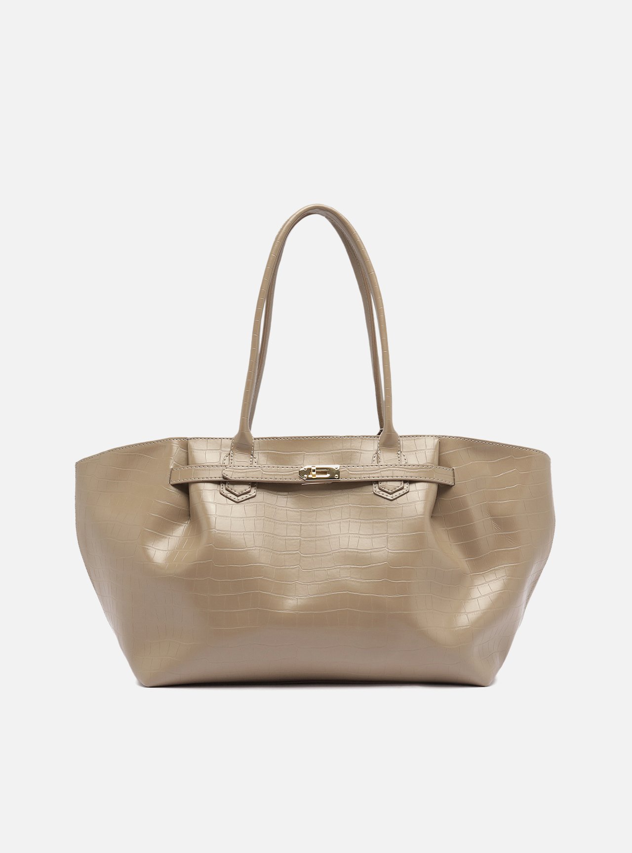 Bolsa Shopping Cinza Grande Croco — foto 1