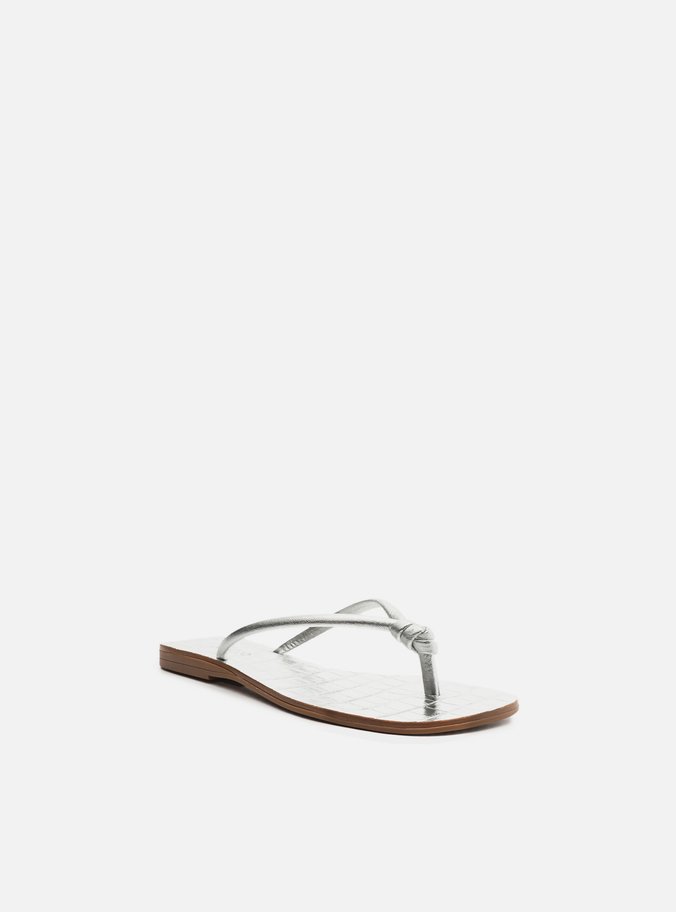 Rasteira Prata Tiras Flip Flop