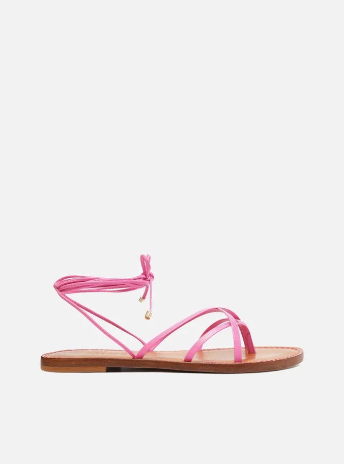 Sandália Rasteira Rosa Amarração Ella Arezzo