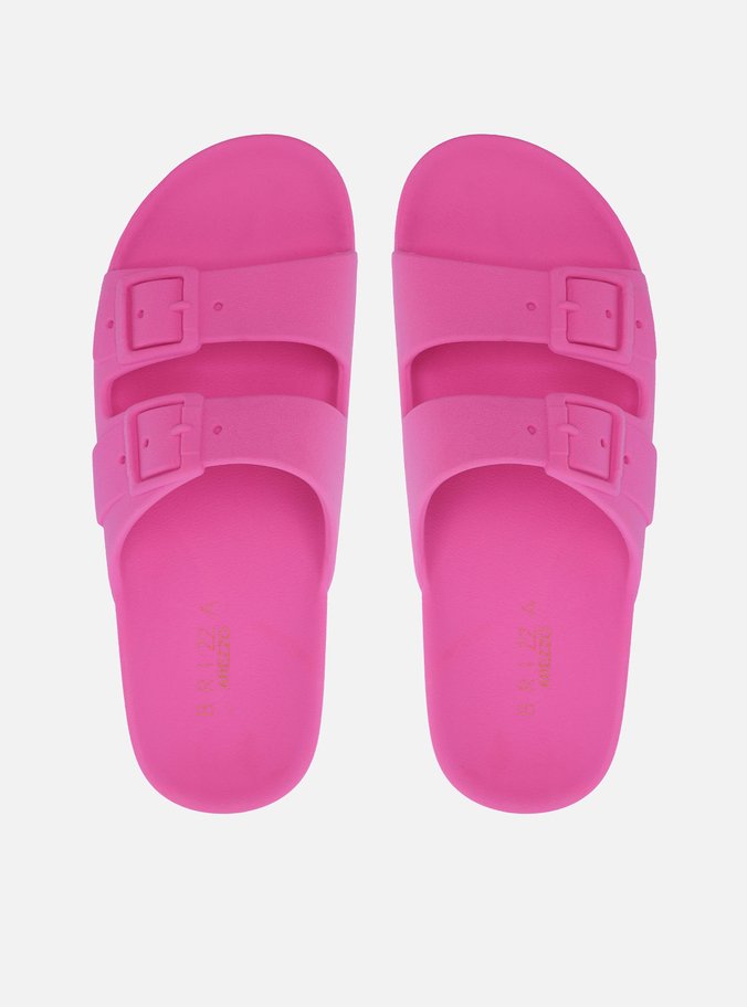 Chinelo Slide Rosa Fivelas Brizza