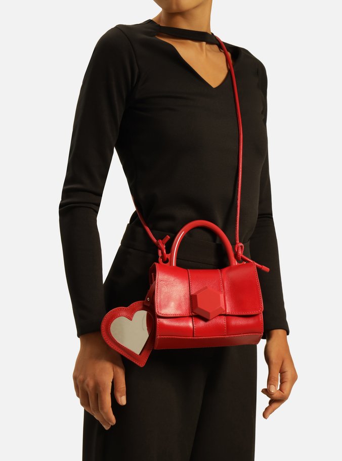 Bolsa Tiracolo Vermelha Couro  Pequena Heart