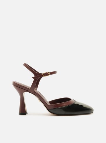Arezzo — Scarpin Multicolorido Salto Geométrico Fivela Slingback