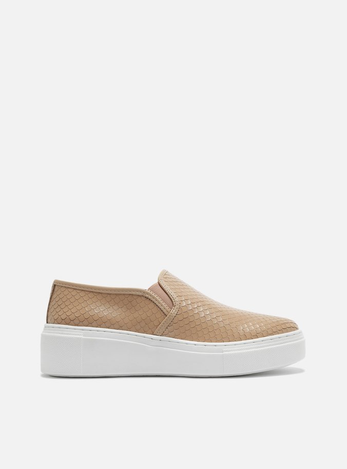Slip On Nude Sola Alta Bico Redondo