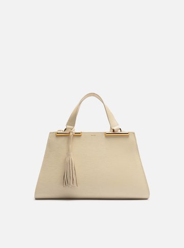 Bolsa Tote Off-White Couro Média Metal Barbicacho