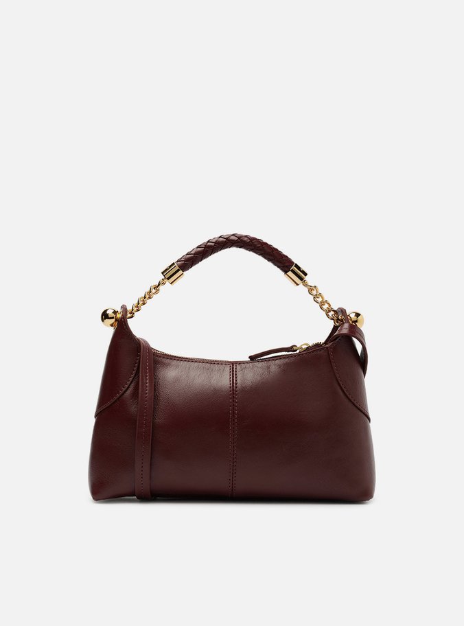 Bolsa Tiracolo Vinho Couro Média Alça Trança