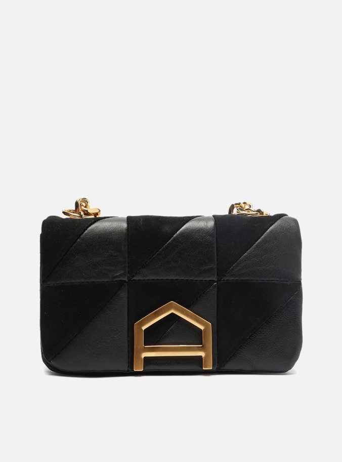Bolsa Tiracolo Preta Couro Nobuck  Pequena
